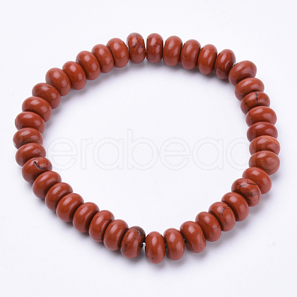 Natural Red Jasper Beaded Stretch Bracelets BJEW-S127-11-1