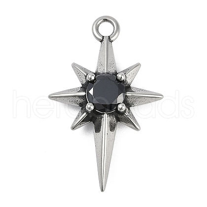 316 Surgical Stainless Steel Micro Pave Cubic Zirconia Pendants STAS-G349-01AS-01-1