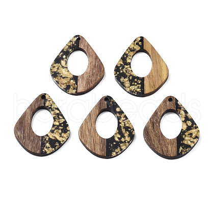 Translucent Resin Waxed Walnut Wood Pendants RESI-Q211-03-1