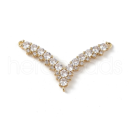 Rack Plating Brass Micro Pave Clear Cubic Zirconia Chandelier Component Link KK-C019-25G-1