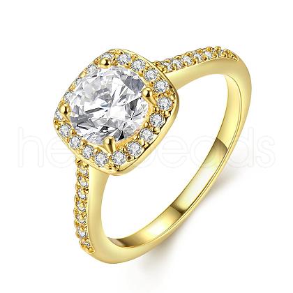 Classic Square Brass Cubic Zirconia Finger Rings RJEW-BB02423-7G-1