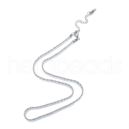 304 Stainless Steel Rope Chains Necklace for Men Women NJEW-N052-01P-1