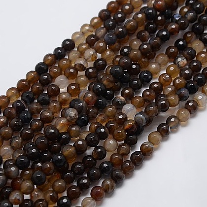 Natural Agate Round Beads Strand G-L084-6mm-04-1
