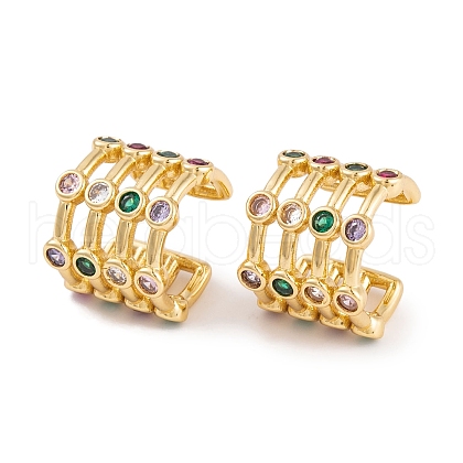 Rack Plating Brass Cubic Zirconia Ear Earrings EJEW-S219-08G-1