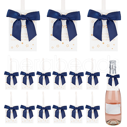 30Pcs Polyester Bowknot & Paper Card Pendant Decoration HJEW-OC00028-03-1