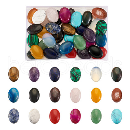 Fashewelry 36Pcs 18 Style Natural & Synthetic Gemstone Cabochons G-FW0001-07-1