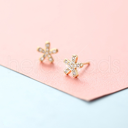 Brass Micro Pave Clear Cubic Zirconia Stud Earrings FS-WGE47D1-19-1
