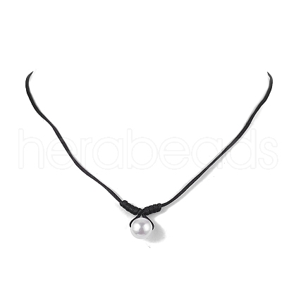 Round Shell Pearl Pendant Necklaces NJEW-JN04784-02-1