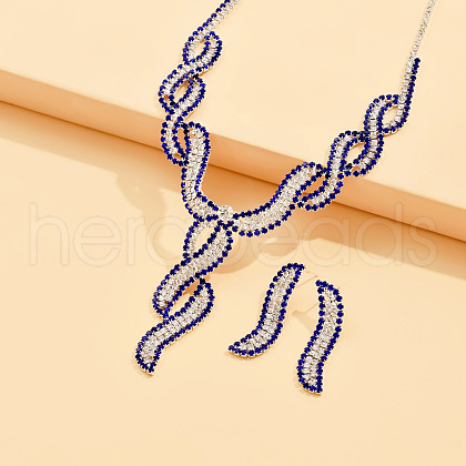 Twist Brass Rhinestone Pendant Necklaces & Stud Earrings & Bracelets FS-WGBD12F-04-1