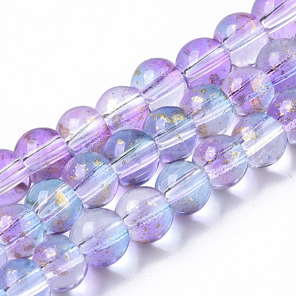 Transparent Spray Painted Glass Bead Strands X-GLAA-N035-03B-B05-1