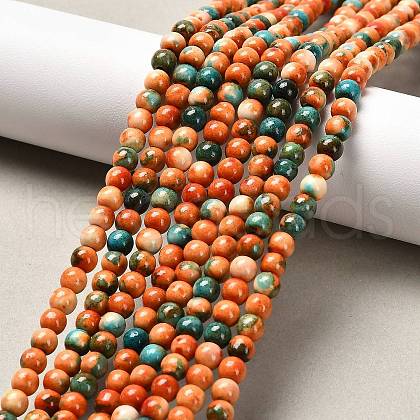 Synthetic Ocean White Jade Round Bead Strands G-M165-4mm-04-1