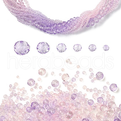 6 Styles Gradient Color Transparent Painted Glass Beads Strands DGLA-YW0001-28E-1