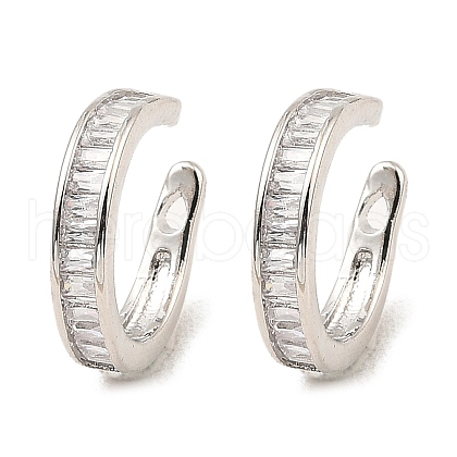 Brass with Cubic Zirconia Cuff Earrings EJEW-G362-01P-1