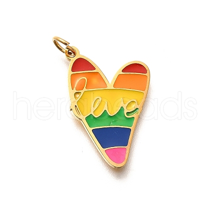 Pride 304 Stainless Steel Enamel Pendants STAS-B079-01G-04-1
