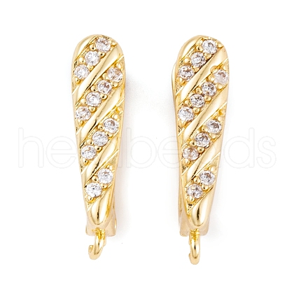 Rack Plating Brass Cubic Zirconia Hoop Earring Findings KK-S374-04G-02-1