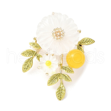 Flower Alloy Brooches for Backpack Clothes JEWB-F038-03LG-1