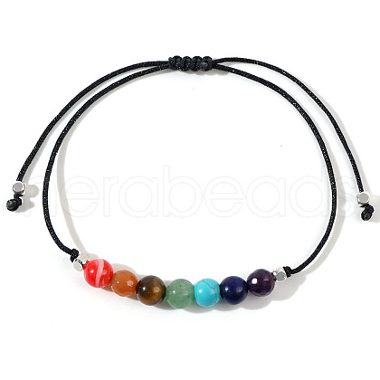 Bohemian Style Round Natural Mixed Gemstone Braided Bead Bracelet MW1509-1