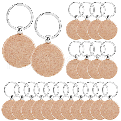 SOFPLATE 50pcs Natural Wood Keychain HJEW-SP0001-01-1