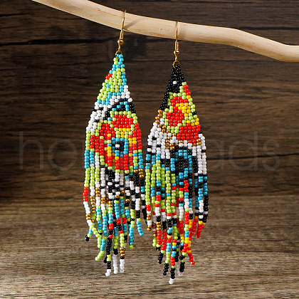 Bohemian Style Flower Tassel Dangle Earrings KT1852-1