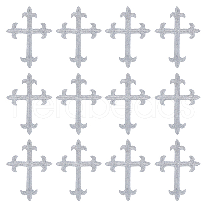 Cross Fleury Polyester Embroidery Iron on Applique Patch PATC-WH0005-44C-1