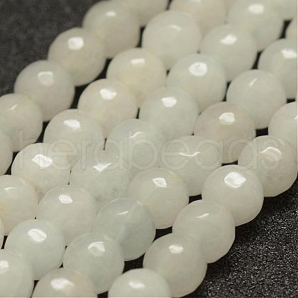 Faceted Natural White Jade Beads Strands G-F448-6mm-1