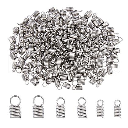 300Pcs 3 Size 304 Stainless Steel Coil Cord End STAS-DC0013-11-1