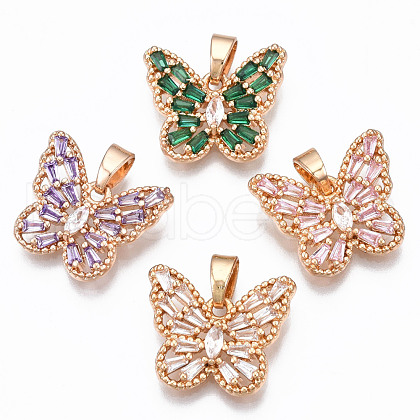Brass Micro Cubic Zirconia Pendants KK-S365-002-1