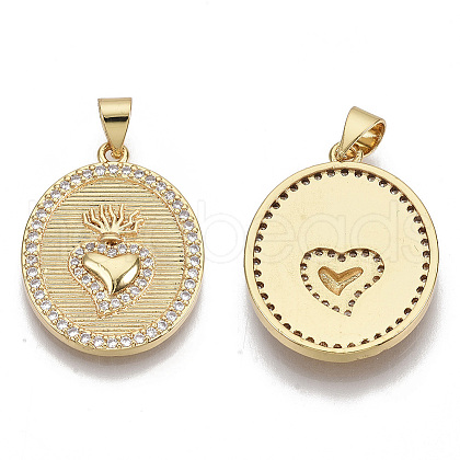 Brass Micro Pave Cubic Zirconia Pendants X-KK-N227-03-1