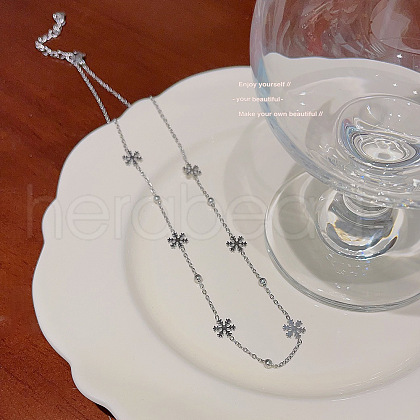 Snowflake Stainless Steel Link Chain Necklaces for Women FS-WGDC653-03-1