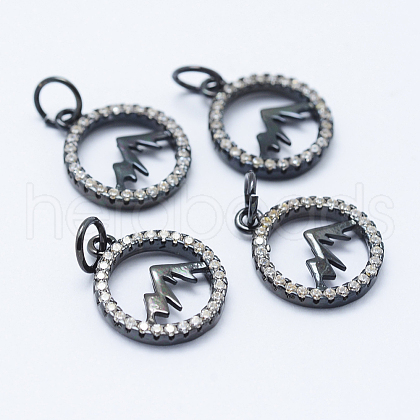 Brass Micro Pave Cubic Zirconia Pendants KK-P133-12B-NR-1