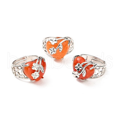 Natural Red Aventurine Adjustable Rings RJEW-P043-03P-09-1