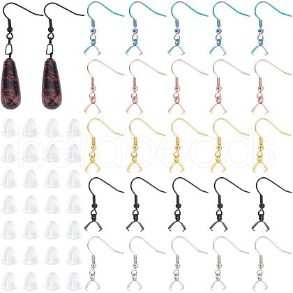 Unicraftale 50Pcs 5 Style 304 Stainless Steel Earring Hooks FIND-UN0001-32-1