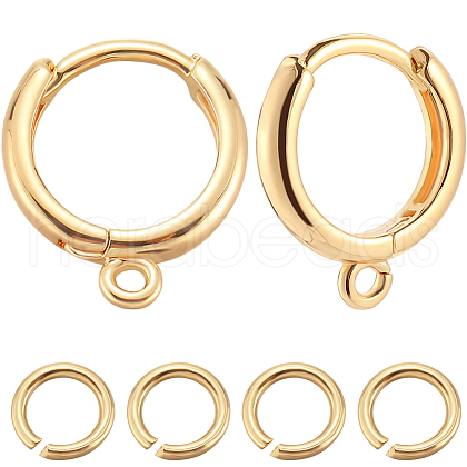 Beebeecraft 20Pcs Brass Huggie Hoop Earring Findings KK-BBC0014-57-1