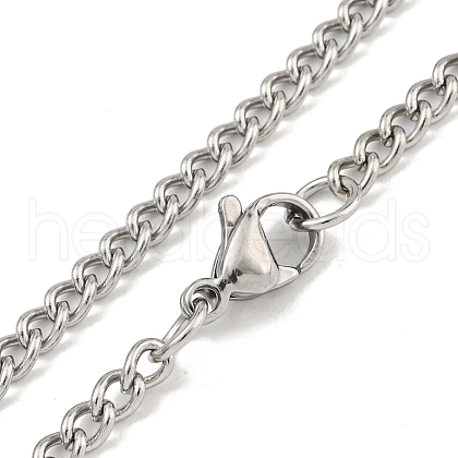Non-Tarnish 201 Stainless Steel Curb Chain Necklaces for Women and Men NJEW-F322-07P-1
