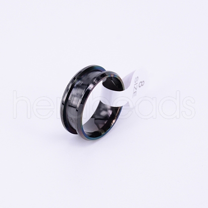 304 Stainless Steel Grooved Finger Ring Settings FIND-TAC0003-01B-1