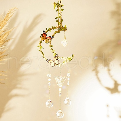 Natural Quartz Crystal Hanging Suncatcher Pendant Decoration DJEW-PW0008-18A-1