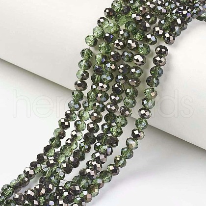 Electroplate Transparent Glass Beads Strands EGLA-A034-T3mm-P08-1