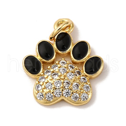 Brass Micro Pave Clear Cubic Zirconia & Enamel Pendants KK-Q098-30G-C-1