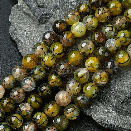 Natural Dragon Veins Agate Beads Strands G-G445-8mm-03-1