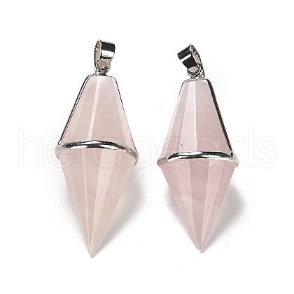 Natural Rose Quartz Pointed Pendants G-F763-04P-06-1