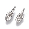 Tibetan Style Alloy Feather Pendants TIBEP-0377-AS-FF-2