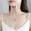 925 Sterling Silver Pave Lilac Cubic Zirconia Number 8 Heart Pendant Necklaces for Women FS-WGC3057-02-2