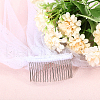 Glittered Long Mesh Tulle Bridal Veils with Combs OHAR-WH0025-14-3