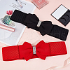 CRASPIRE 2Pcs 2 Colors Cloth Bowknot Sash Tie Elastic Chain Belt with Synthetic Rhinestone AJEW-CP0008-10-4