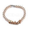 Electroplated Non-magnetic Hematite Round & Chip Beaded Stretch Bracelets for Men Women BJEW-G728-03-1