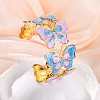 304 Stainless Steel Enamel Cuff Bangles for Women BJEW-P347-01G-B-1