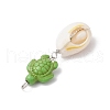 7Pcs 7 Styles Natural Cowrie Shell & Starfish Turtle Dyed Synthetic Turquoise Pendants PALLOY-JF03935-02-5