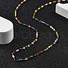 Colorful Enamel Oval & Dapped Link Chain Necklace NJEW-Q315-01G-5