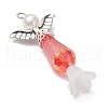 Acrylic with ABS Plastic Imitation Pearl Pendants PALLOY-JF03926-02-4