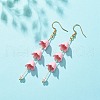 Acrylic Flower with Plastic Pearl Long Dangle Earrings EJEW-JE04941-02-3